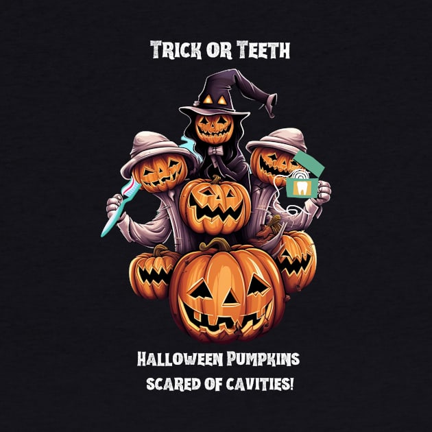 Trick or Teeth Halloween Pumpkins Scared Of Cavities! by Positive Designer